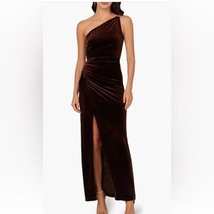 Adriana Papell One Shoulder velvet column gown